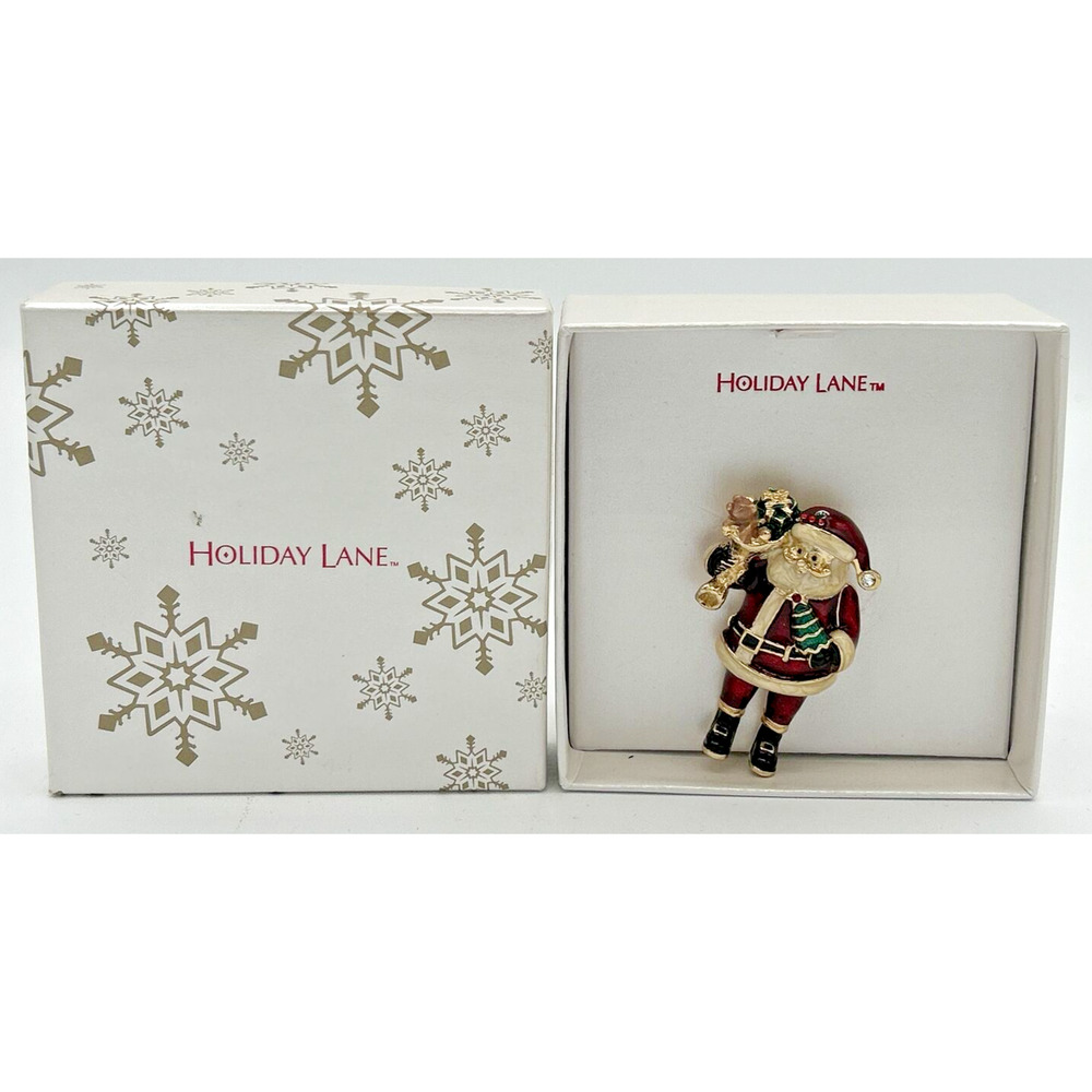 Holiday Lane Santa‎ Claus Christmas Pin Brooch New in Box SKU U183